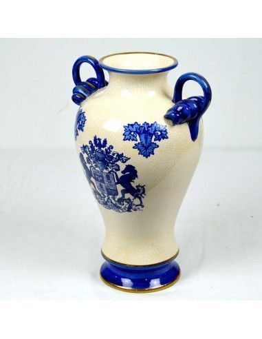 JARRON DE PORCELANA BLANCO Y AZUL