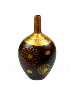 JARRON MARRON Y DORADO DE FLORES 2