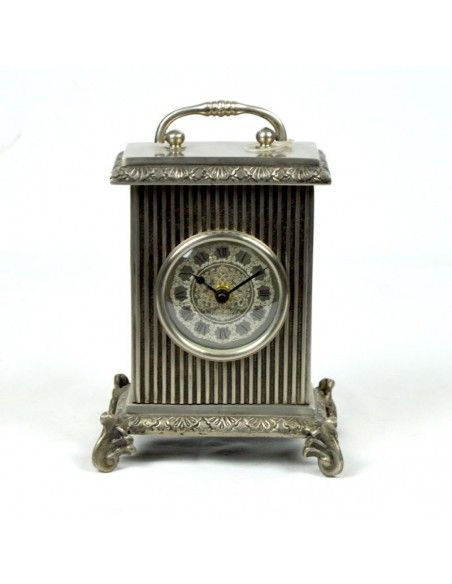 RELOJ DE SOBREMESA PLATA ENVEJECIDA