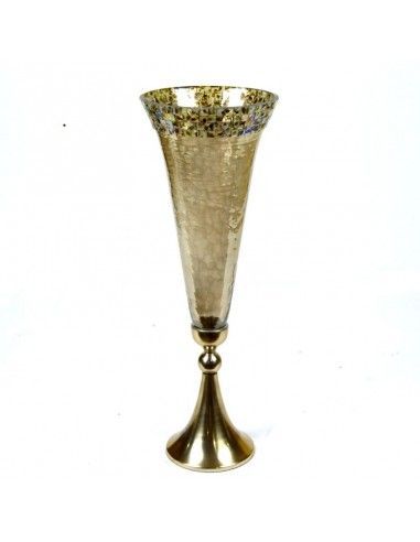 FLORERO DE METAL Y VIDRIO