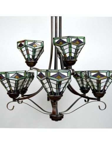 LAMPARA DE TECHO DE NUEVE RUSTICA TIFFANY