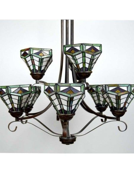 LAMPARA DE TECHO DE NUEVE RUSTICA TIFFANY