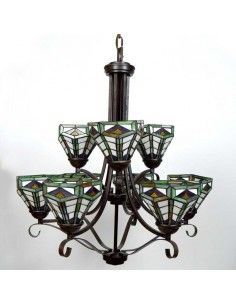 LAMPARA DE TECHO DE NUEVE RUSTICA TIFFANY