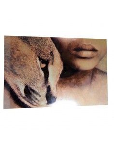CUADRO GRANDE MODERNO DE MUJER CON PUMA