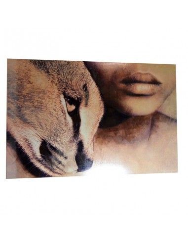 CUADRO GRANDE MODERNO DE MUJER CON PUMA