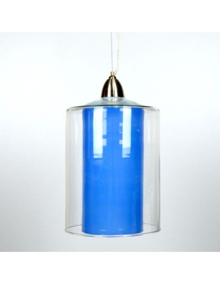 COLGANTE DE TECHO CILINDRO DOBLE TULIPA AZUL
