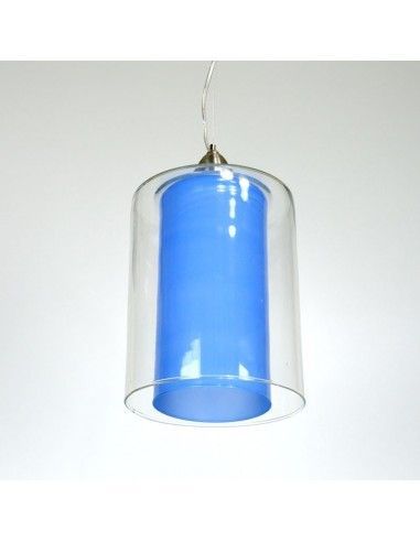 COLGANTE DE TECHO CILINDRO DOBLE TULIPA AZUL