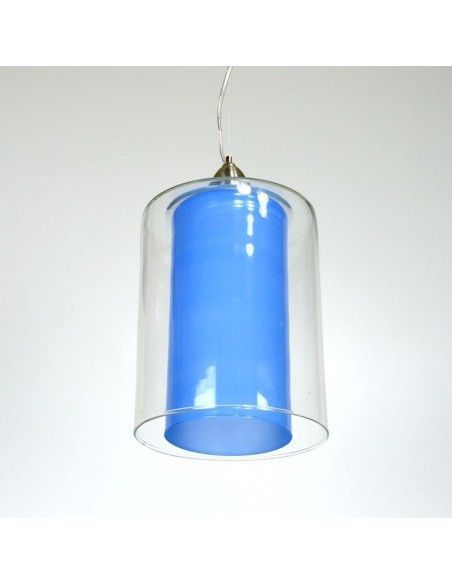 COLGANTE DE TECHO CILINDRO DOBLE TULIPA AZUL