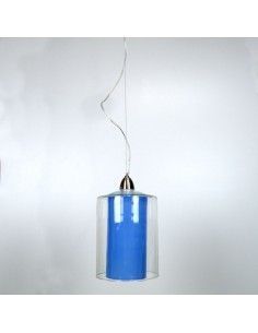 COLGANTE DE TECHO CILINDRO DOBLE TULIPA AZUL