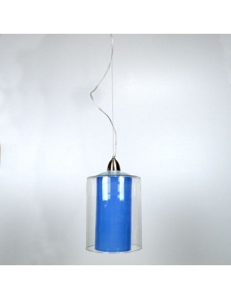 COLGANTE DE TECHO CILINDRO DOBLE TULIPA AZUL
