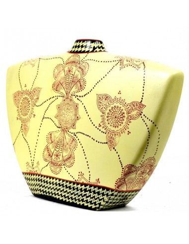 JARRON BEIGE DE FLORES