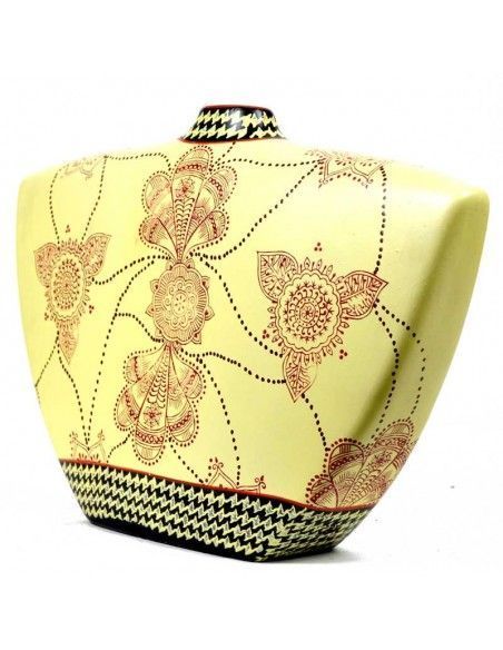 JARRON BEIGE DE FLORES