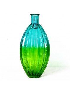 JARRON DE CRISTAL VERDE Y TURQUESA