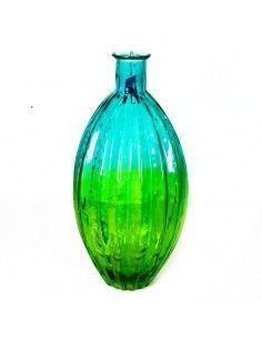 JARRON DE CRISTAL VERDE Y TURQUESA 2