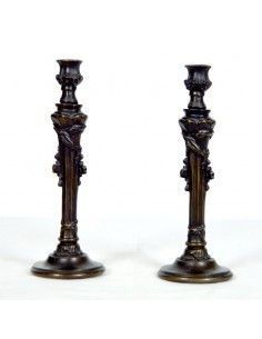 PAREJA DE CANDELABROS ORO VIEJO