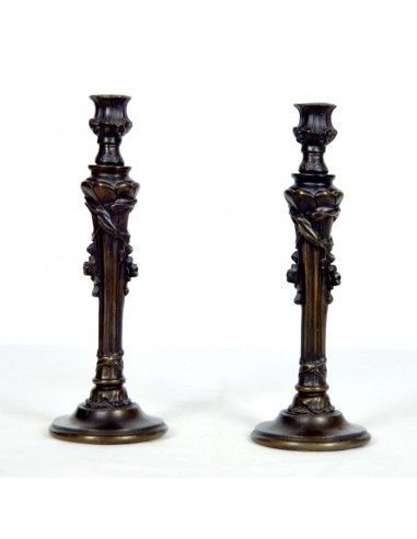 PAREJA DE CANDELABROS ORO VIEJO