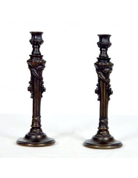 PAREJA DE CANDELABROS ORO VIEJO