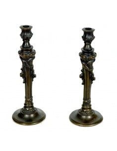 PAREJA DE CANDELABROS ORO VIEJO 2