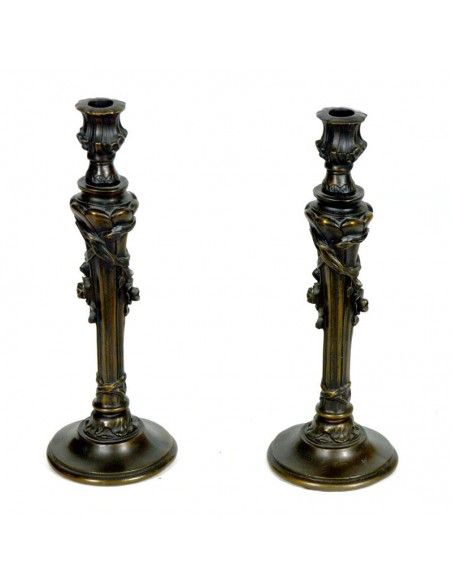 PAREJA DE CANDELABROS ORO VIEJO