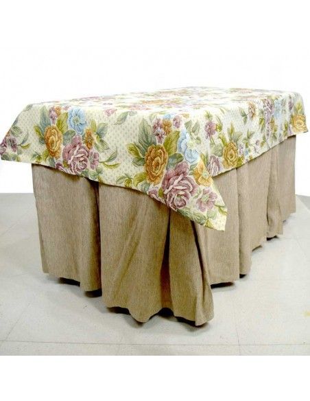 ROPA MESA CAMILLA COMPLETA BEIGE FLORES