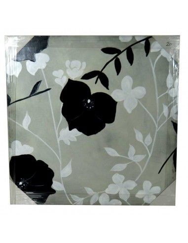 CUADRO MODERNO GRIS CON FLORES