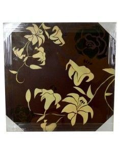 CUADRO MODERNO MARRON CON FLORES