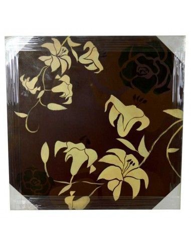 CUADRO MODERNO MARRON CON FLORES