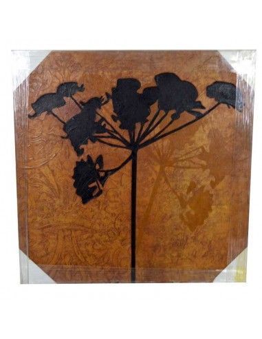 CUADRO MODERNO MARRON CON FLORES