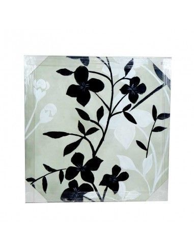 CUADRO MODERNO GRIS CON FLORES