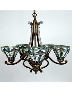 LAMPARA DE TECHO DE CINCO RUSTICA TIFFANY
