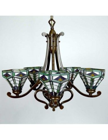 LAMPARA DE TECHO DE CINCO RUSTICA TIFFANY