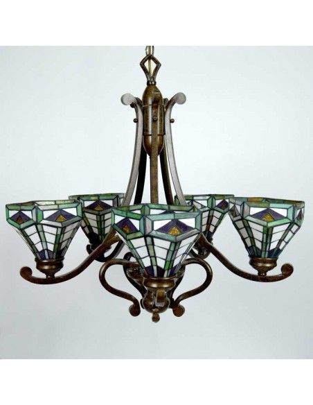 LAMPARA DE TECHO DE CINCO RUSTICA TIFFANY