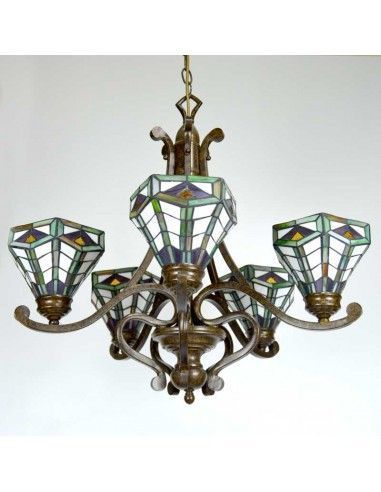 LAMPARA DE TECHO DE CINCO RUSTICA TIFFANY