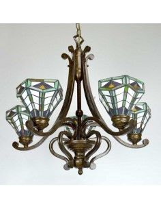LAMPARA DE TECHO DE CINCO RUSTICA TIFFANY 2