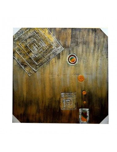 CUADRO ABSTRACTO MARRON Y PLATA