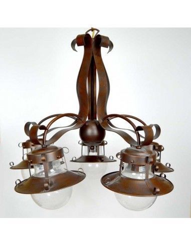 LAMPARA DE TECHO RUSTICA CINCO LUCES