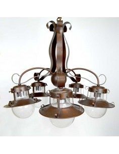 LAMPARA DE TECHO RUSTICA CINCO LUCES
