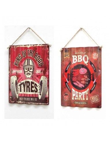 CUADRO DE METAL SET DE DOS BBQ - TYRES