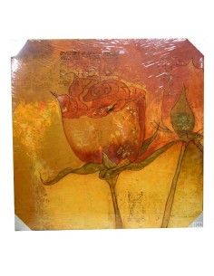 CUADRO PINTURA AL OLEO CON ROSA