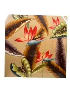 CUADRO CON PINTURA AL OLEO BEIGE DE FLORES