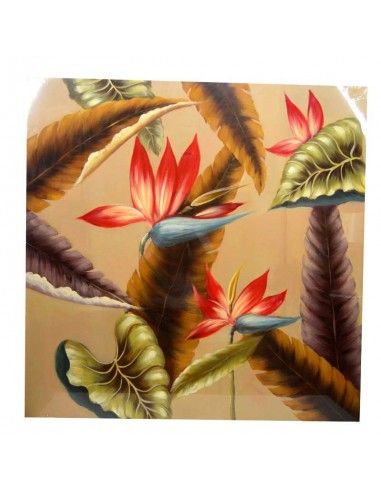 CUADRO CON PINTURA AL OLEO BEIGE DE FLORES