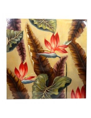 CUADRO CON PINTURA AL OLEO BEIGE DE FLORES