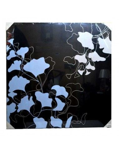 CUADRO PINTURA AL OLEO NEGRO CON FLORES