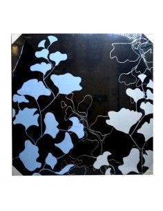 CUADRO PINTURA AL OLEO NEGRO CON FLORES