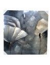 CUADRO PINTURA AL OLEO GRIS DE FLORES