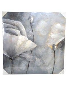 CUADRO PINTURA AL OLEO GRIS DE FLORES 2