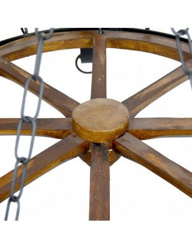 LAMPARA DE TECHO DE RUEDA Y FORJA SEIS LUCES