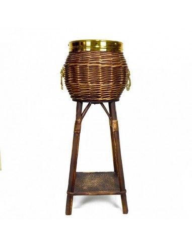 MACETERO DE PIE RATTAN Y METAL