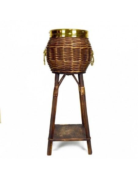 MACETERO DE PIE RATTAN Y METAL
