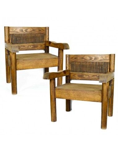 PAREJA DE SILLONES EN MADERA MACIZA
